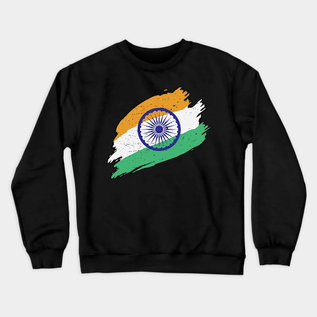 India Flag in Tricolor with Ashoka Chakra Desi Indian Crewneck Sweatshirt by alltheprints